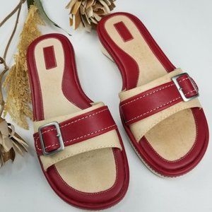 L.L. Bean Red Platform Buckle Flats 8.5